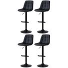 Kit 4 Banqueta Alta Elegance Estofada com Base Giratória e Regulagem de Altura - Preto