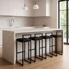 Kit 4 Banqueta Alta Ferro Cozinha material sintético Bancada Gourmet