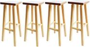 Kit 4 Banqueta Alta Hardman Madeira Natural Assento quadrado Mdf Branco