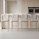 Kit 4 Banqueta Aura Alta Madeira Maciça E Linho 25 Bege Design Moderno Conforto Com Apoio Para Pés Mobília Decor Kit 4 Banqueta Aura Alta Madeira Maciça E Linho 25 Bege Design Moderno Conforto Com Apoio Para Pés Mobília Decor