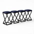 Kit 4 Banqueta Baixa Bancada 50 Cm Bar Cozinha Balcão material sintético Azul Marinho Kit 4 Banqueta Baixa Bancada 50 Cm Bar Cozinha Balcão material sintético Azul Marinho