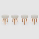 Kit 4 Banqueta Baixa Cozinha 48cm Estofada Off-White Madeira Maciça Urban