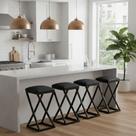 Kit 4 Banqueta Banco Baixa Bancada 50 cm Cozinha Bar material sintético Cor:Preto