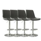 Kit 4 Banqueta Bar Concha Ajustável em material ecológico Design Moderno Base Cromada Cinza Kit 4 Banqueta Bar Concha Ajustável em material ecológico Design Moderno Base Cromada Cinza