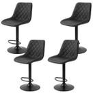 Kit 4 Banqueta Bar Concha Ajustável em material ecológico Design Moderno Base Preta Preto
