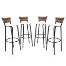 Kit 4 Banqueta Cadeira 80cm Balcão Americana Bancada Cozinha Gourmet Ilha Estrutura Preta Itagold