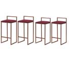 Kit 4 Banqueta Lavinia bronze Veludo Bordo- Straso Móveis Kit 4 Banqueta Lavinia bronze Veludo Bordo- Straso Móveis