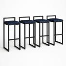 Kit 4 Banqueta material sintético Balcão Industrial Cozinha Gourmet Bar Azul Marinho