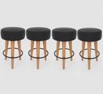 Kit 4 Banqueta Média Cozinha 60cm Estofada Preto Madeira Maciça Urban Kit 4 Banqueta Média Cozinha 60cm Estofada Preto Madeira Maciça Urban