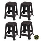 Kit 4 Banqueta Plastico Empilhavel Cozinha Preto Mor