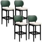 Kit 4 Banquetas Alta Bar Cozinha Sala Jantar Fixa Betta L02 Preto Facto Verde Linho Cru - Lyam Decor