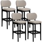Kit 4 Banquetas Alta Bar Cozinha Sala Jantar Fixa Betta L02 Preto Linho Bege - Lyam Decor
