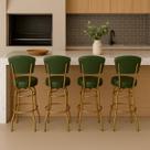 Kit 4 Banquetas Alta Bar Giratória com Encosto cor Dourado fosco Assento grosso Confortável Verde