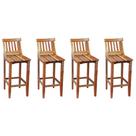 Kit 4 Banquetas Alta com Encosto Conforto Madeira Maciça de Demolição Natural
