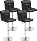 Kit 4 Banquetas Alta Cozinha Bar Balcão Bancada Americana Giratória Gomos PU - PRETA