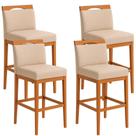 Kit 4 Banquetas Alta Cozinha Gourmet Conforto Linho