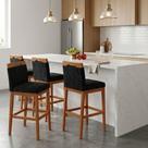 Kit 4 Banquetas Alta Cozinha Gourmet Conforto Suede Cor:Suede Azul