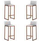 Kit 4 Banquetas Alta Dani Reforçada Decorativa Balcão Bancada Cozinha Bar Área Gourmet Base Bronze material sintético