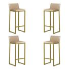 Kit 4 Banquetas Alta Dani Reforçada Decorativa Balcão Bancada Cozinha Bar Área Gourmet Base Dourada material sintético