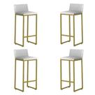 Kit 4 Banquetas Alta Dani Reforçada Decorativa Balcão Bancada Cozinha Bar Área Gourmet Base Dourada material sintético
