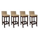 Kit 4 Banquetas Alta Estofada em Madeira Maciça Capuccino Melody Suede Bege