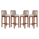 Kit 4 Banquetas Alta Estofadas para Bancada 38x102 Cm Líbia Madeira Maciça Suede CCS