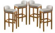 Kit 4 Banquetas Alta Tecido Em Linho Quadrada Estilo Rustico Ultra Moderna Para Cozinha e Balcão