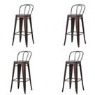 Kit 4 Banquetas Altas ANM6990B Iron Tolix Titan Anima Office Encosto Alto Bronze