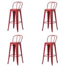 Kit 4 Banquetas Altas ANM6990B Iron Tolix Titan Anima Office Encosto Alto Vermelho