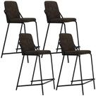Kit 4 Banquetas Altas Loft C01 Assento Bouclê com Encosto Preto e Marrom Lyam Decor