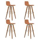Kit 4 Banquetas Altas Luxo Versatil Aço Champanhe Linho Terracota Base Carvalho Kit 4 Banquetas Altas Luxo Versatil Aço Champanhe Linho Terracota Base Carvalho