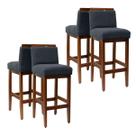 Kit 4 Banquetas Altas Madeira Maciça Estofada Assento Alto 75cm de Assento Decorativo Bancada Americana Conjunto Cozinha Ilha Gourmet Reforçada Safira Kit 4 Banquetas Altas Madeira Maciça Estofada Assento Alto 75cm de Assento Decorativo Bancada Americana Conjunto Cozinha Ilha Gourmet Reforçada Safira