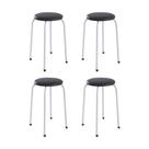 Kit 4 Banquetas Baixas Com Assento Estofado Multimóveis CR50264 Branco-preto