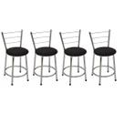 Kit 4 Banquetas Baixas Cromada com Encosto Assento Preto Kit 4 Banquetas Baixas Cromada com Encosto Assento Preto
