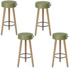 Kit 4 Banquetas Banco Alto Londres material sintético Bar Cozinha Pés Madeira Ms Decor