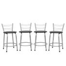 Kit 4 Banquetas Bancos Baixa 45cm Flórida Estrutura Prata Mesa Bistrô Cozinha Americana, Bar, Bancada, Área Gourmet Kit 4 Banquetas Bancos Baixa 45cm Flórida Estrutura Prata Mesa Bistrô Cozinha Americana, Bar, Bancada, Área Gourmet