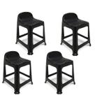 Kit 4 Banquetas Banquinho Plástico 59x44x40CM Com Encosto 25638PM Arqplast