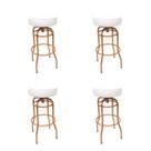 Kit 4 Banquetas Bar Altura 74cm Giratória Cobre Assento Branco