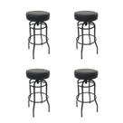 Kit 4 Banquetas Bar Altura 74cm Giratória Preta Assento Preto