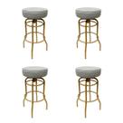 Kit 4 Banquetas Bar Giratória cor Dourado fosco assento cinza Altura 74cm