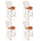 Kit 4 Banquetas BERTOIA Cobre altura 70cm - Poltronas do Sul