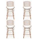 Kit 4 Banquetas BERTOIA cobre assento branco altura 70cm - Poltronas do Sul