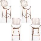 Kit 4 Banquetas BERTÓIA cobre assento branco tubular altura 70cm - Poltronas do Sul