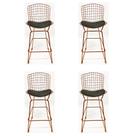 Kit 4 Banquetas BERTOIA cobre assento preto altura 70cm - Poltronas do Sul