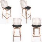Kit 4 Banquetas BERTÓIA cobre assento preto tubular altura 70cm - Poltronas do Sul