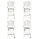 Kit 4 Banquetas BERTÓIA cromada assento branco altura 60cm - Poltronas do Sul