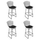 Kit 4 Banquetas Bertoia Preta D60 com Assento Preto