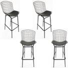 Kit 4 Banquetas BERTÓIA preta tubular altura 70cm - Poltronas do Sul