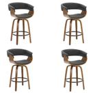 Kit 4 Banquetas Betim Base Madeira Preto