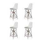 Kit 4 Banquetas Bistrô Alta Eames Branca Base Ferro Cobre - Cor: Branco